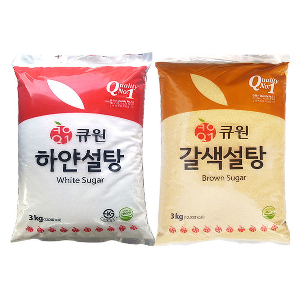 큐원 흰설탕 3kg 6봉지/노란설탕 갈색설탕/재고소진시행사끝